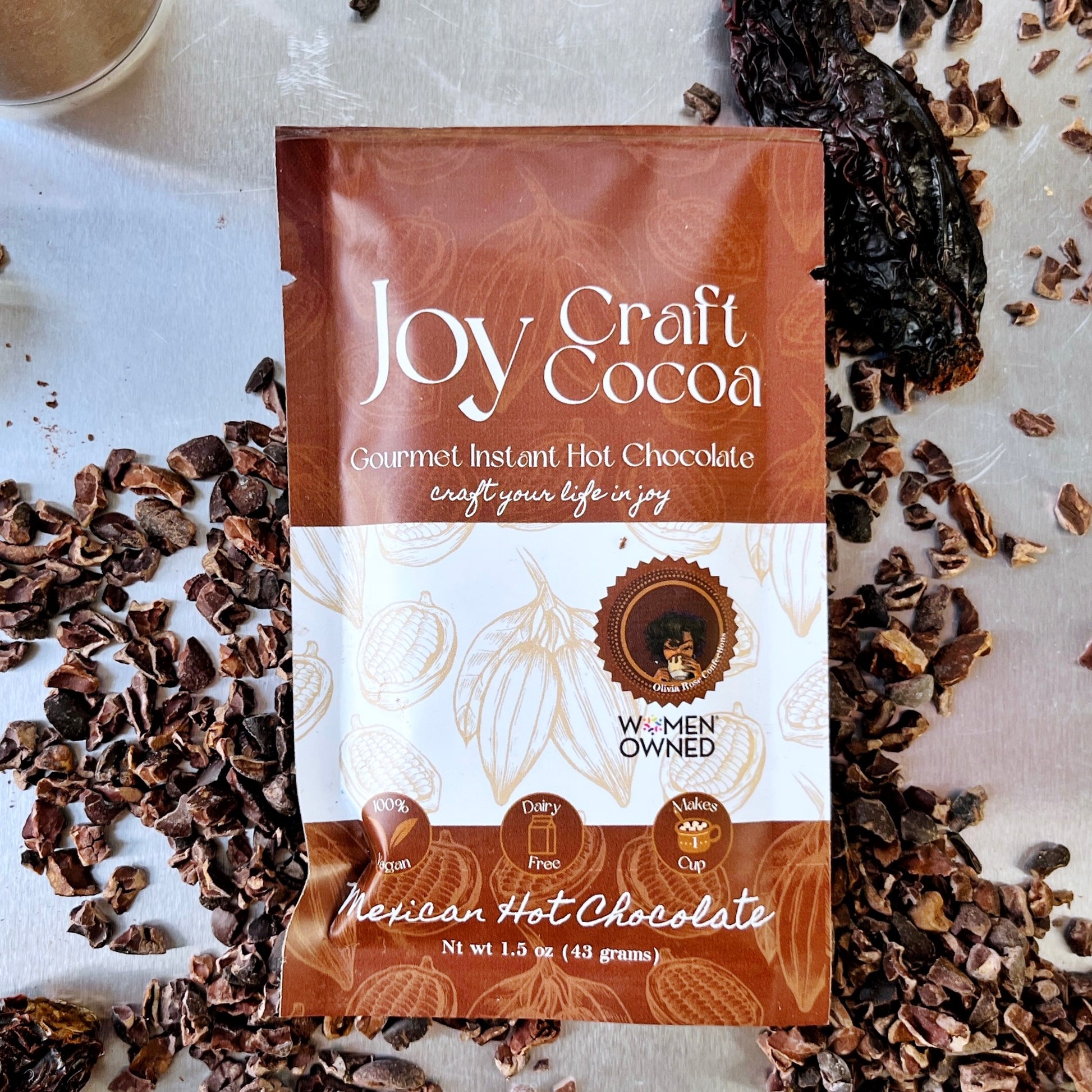 Mexican Hot Chocolate 1.5 oz Joy Craft Cocoa Dairy Free Hot Cocoa vegan hot chocolate 